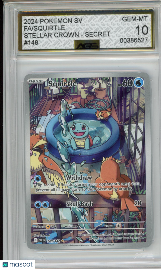 2024 Pokemon STELLAR CROWN Squirtle #148 AGS 10
