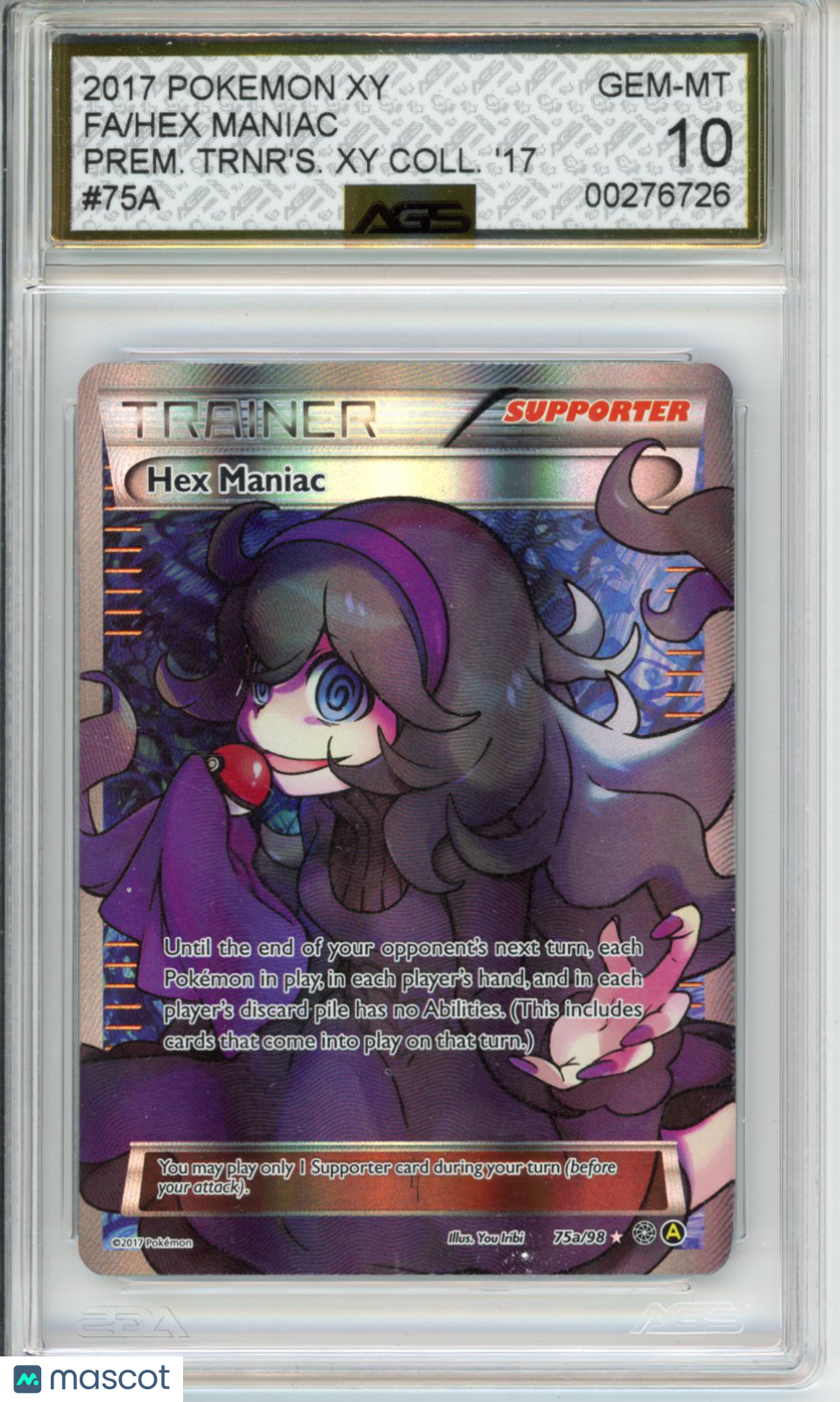 2015 Pokemon Ancient Origins Hex Maniac #75a/98 AGS 10