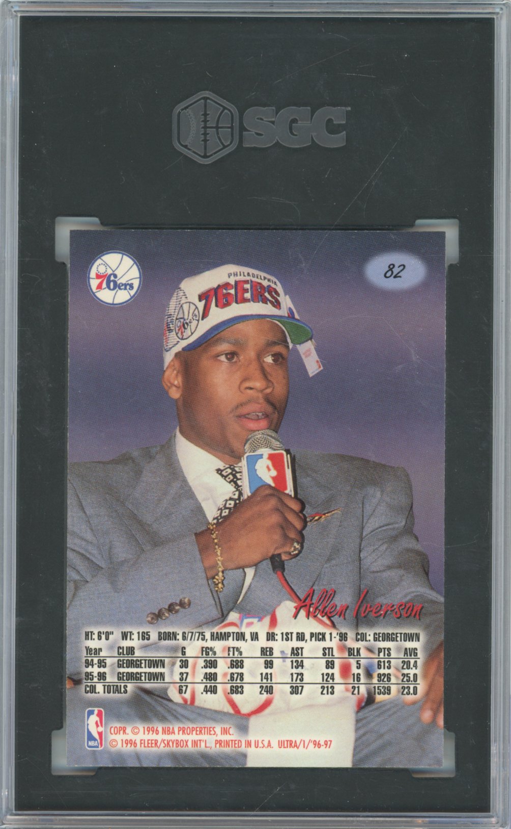 1996 Fleer Ultra Basketball Allen Iverson #82 English SGC 9