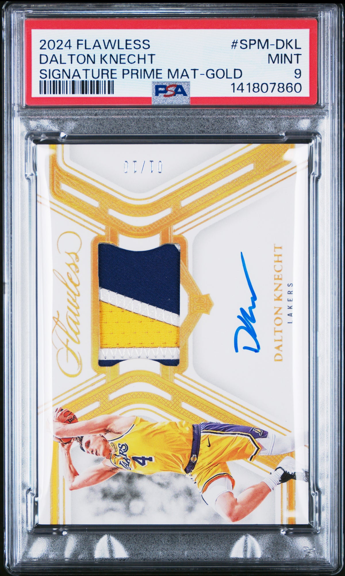 2024 Panini Flawless Signature Prime Materials Dalton Knecht #SPM-DKL Gold English PSA 9