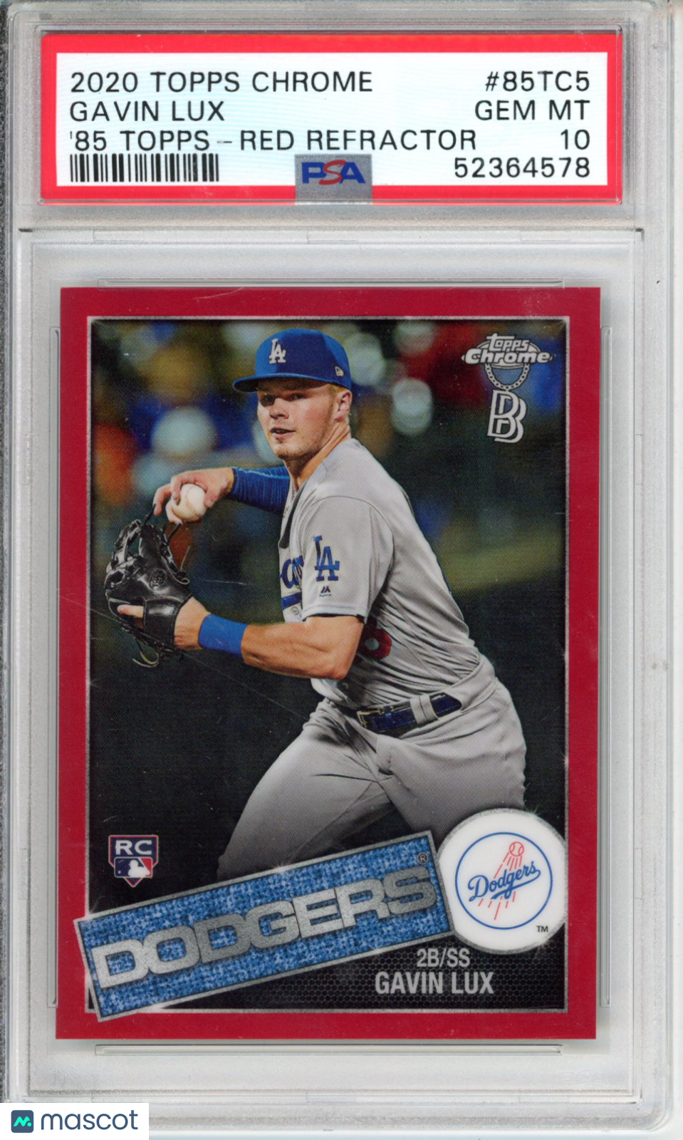 2020 Topps Chrome 1985 Topps Gavin Lux #85TC5 '85 Red Refractor PSA 10
