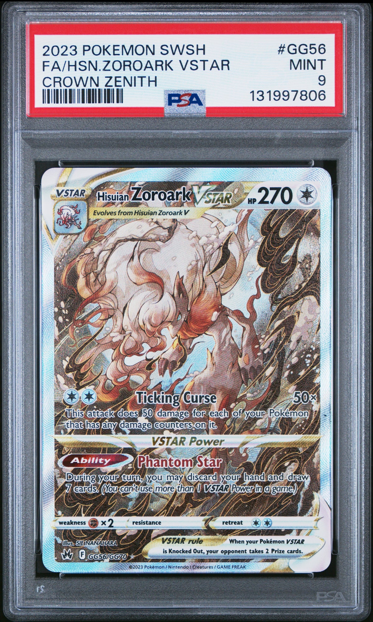2023 Pokemon Crown Zenith Hisuian Zoroark #GG56 Full Art English PSA 9