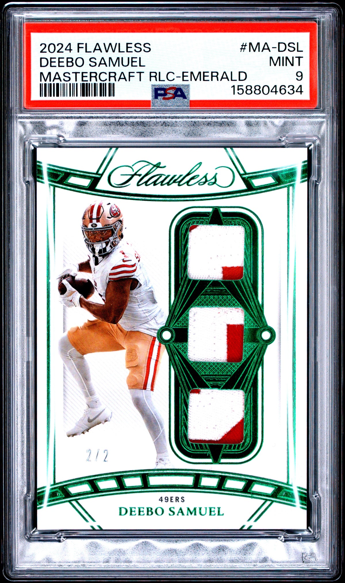 2024 Panini Flawless Mastercraft Relics Deebo Samuel Emerald MA-DSL English PSA 9