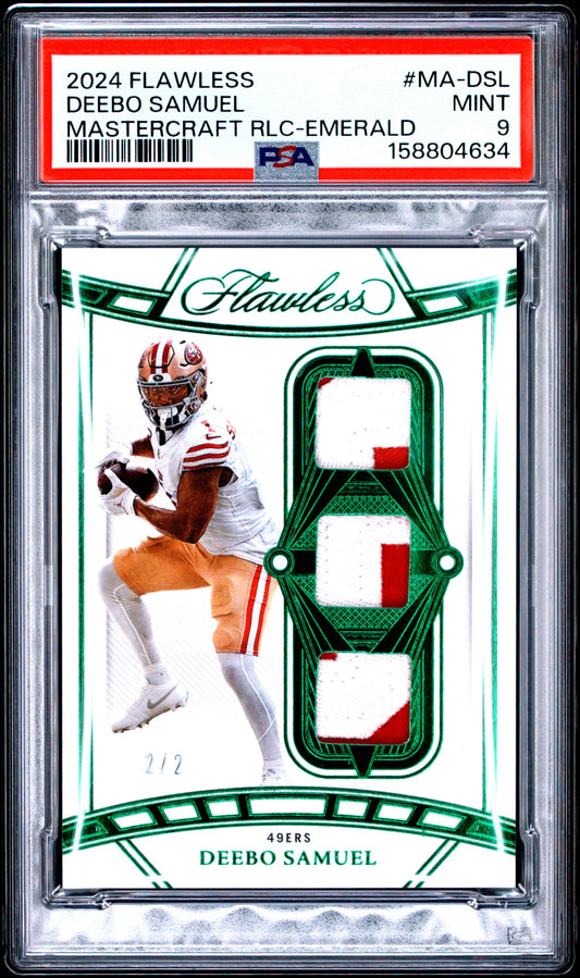 2024 Panini Flawless Mastercraft Relics Deebo Samuel Emerald MA-DSL English PSA 9