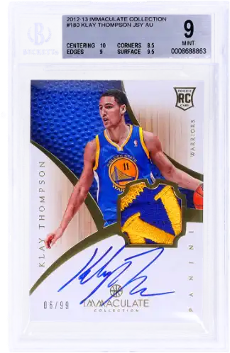 Panini Immaculate Collection Klay Thompson #180 Patch Auto BGS 9 Auto 10