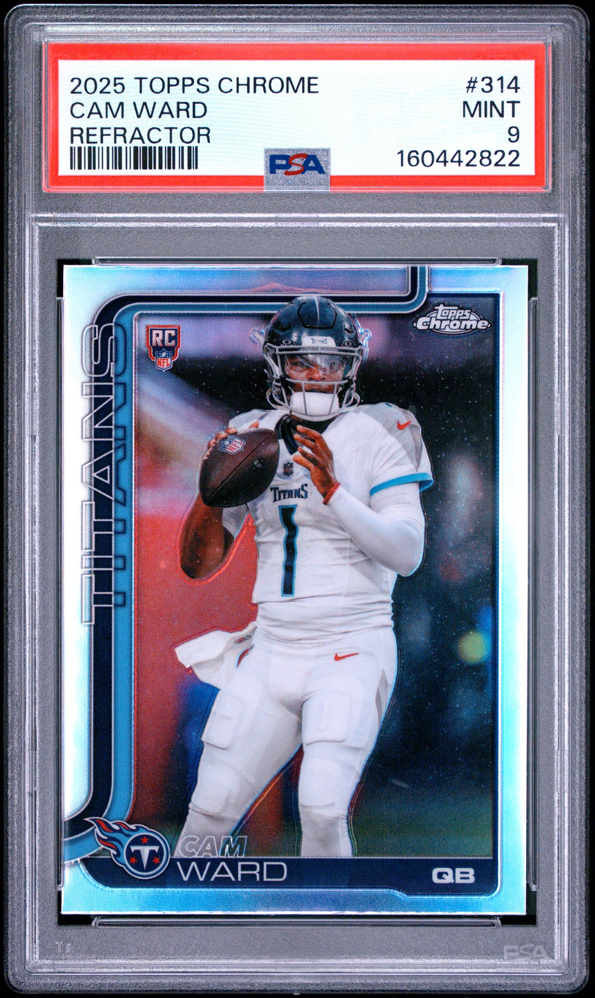 2025 Topps Chrome Football Cam Ward #314 Refractor English PSA 9