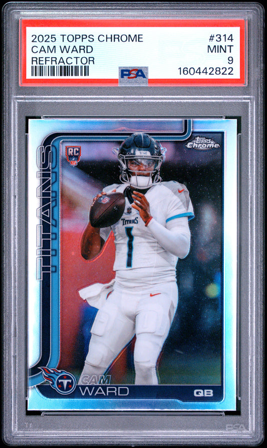 2025 Topps Chrome Football Cam Ward #314 Refractor English PSA 9