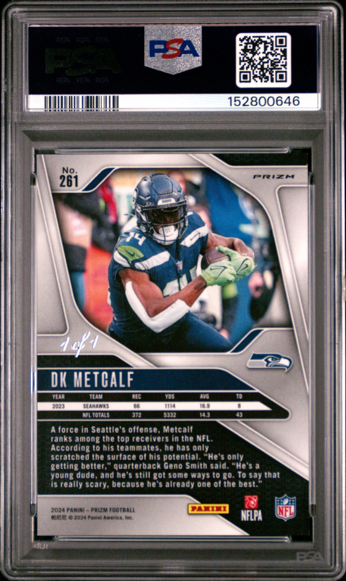 2024 Panini Prizm Football DK Metcalf #261 Black Stars English PSA 9