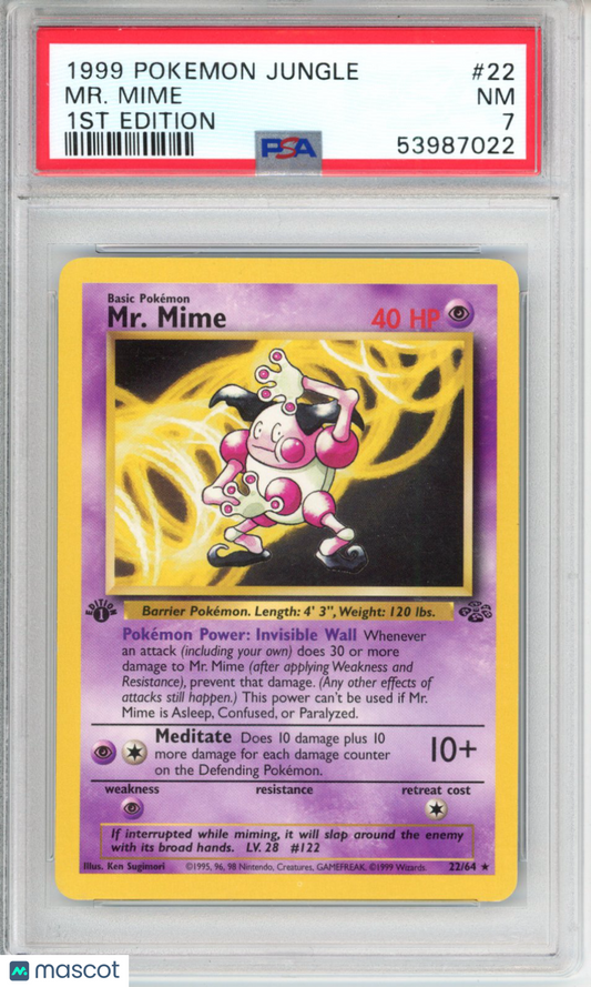 1999 Pokemon Jungle MR. Mime #22 1ST Edition PSA 7