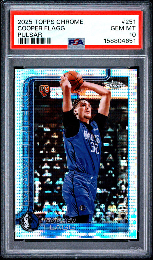 2025 Topps Chrome Basketball Cooper Flagg #251 Pulsar Refractor English PSA 10