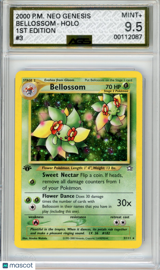 2000 Pokemon Neo Genesis Bellossom #003 1st Edition AGS 9.5