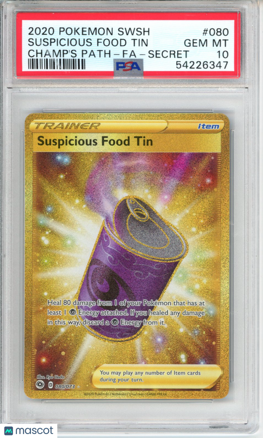 2020 Pokemon Champion's Path Suspicious Food Tin #080 PSA 10