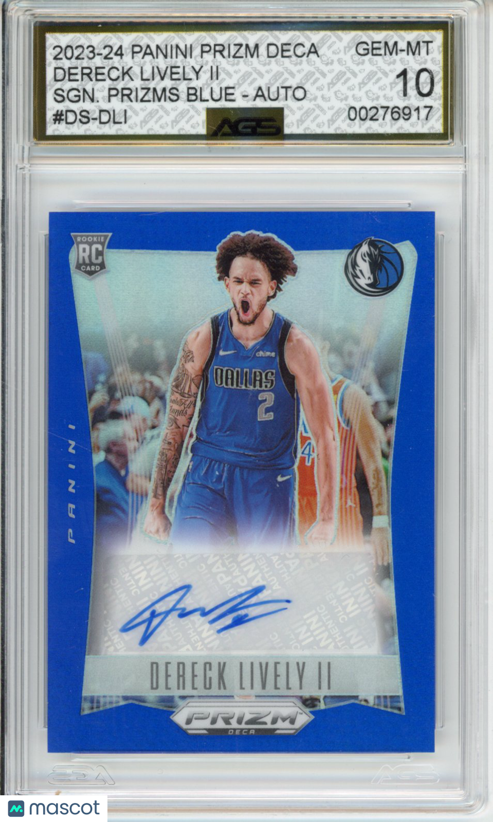 2023-24 PANINI PRIZM DECA DERECK LIVELY II #DS-DLI SIGNATURES PRIZMS BLUE AGS 10
