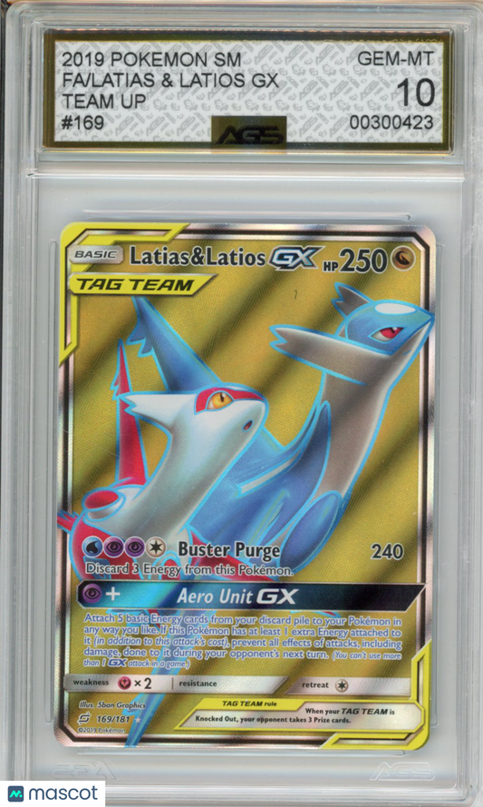 2019 Pokemon Team Up Latias & Latios GX #169 AGS 10