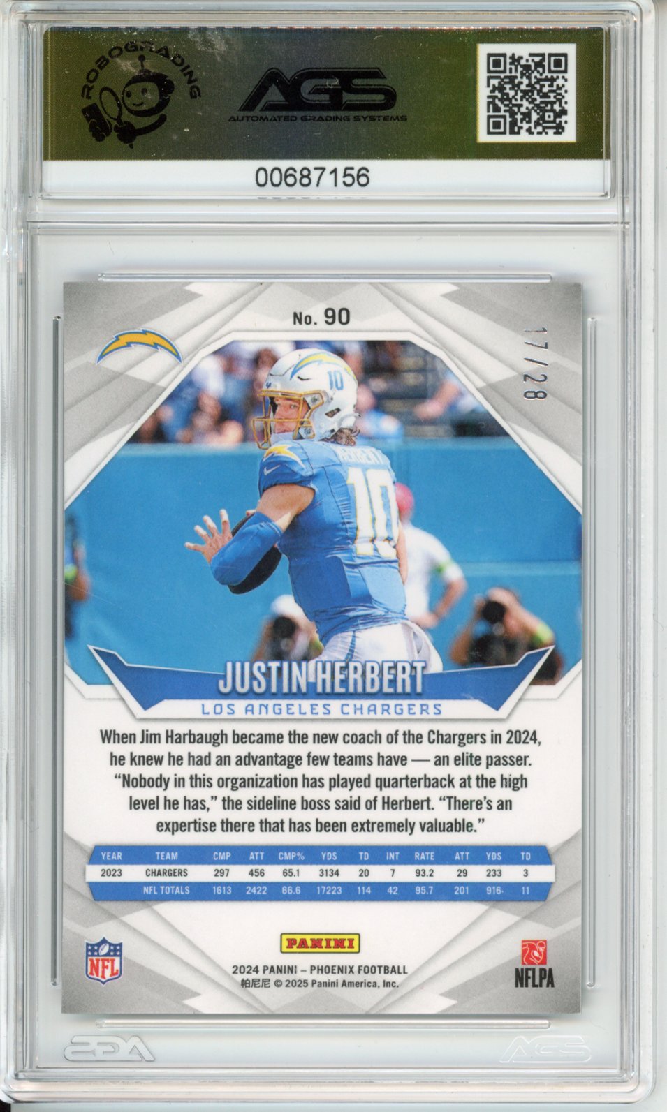 2025 Football 2024 PANINI PHOENIX JUSTIN HERBERT #090 TEAL AGS 10
