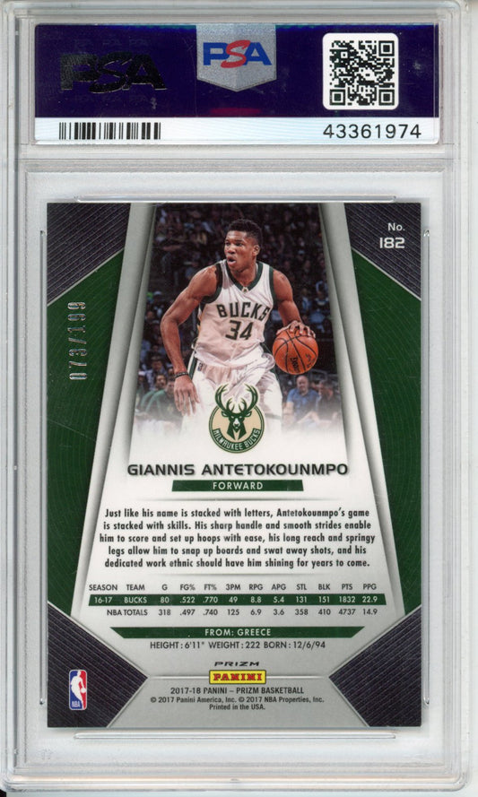 2017 Panini Prizm G. Antetokounmpo #182 Blue PSA 9