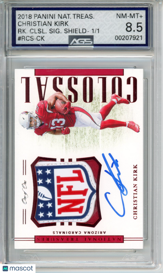 2018 Panini National Treasures Christian Kirk #RCS-CK Shield 1/1 AGS 8.5
