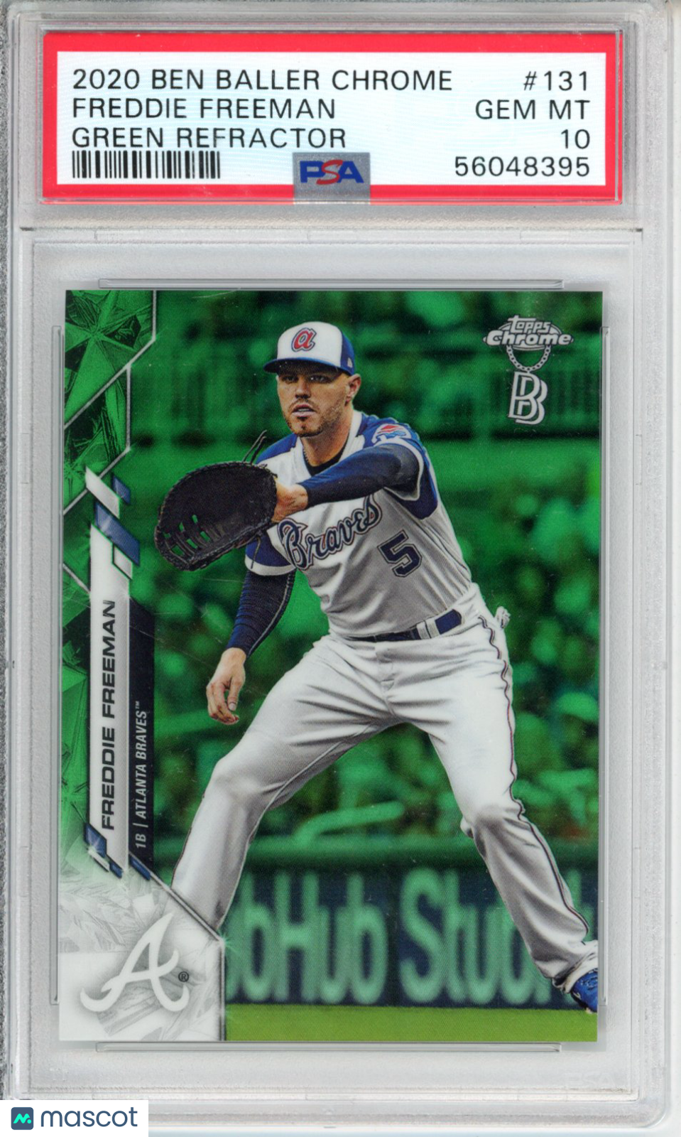 2020 Ben Baller Chrome Freddie Freeman #131 Green Refractor PSA 10