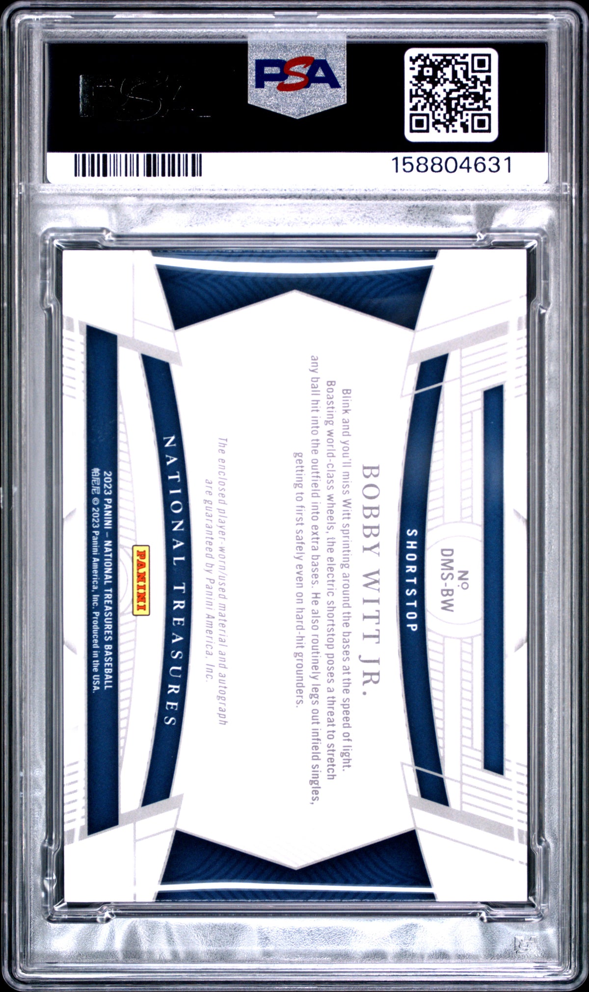 2023 Panini National Treasures Die-Cut Material Signatures Bobby Witt Jr. BW English PSA 8