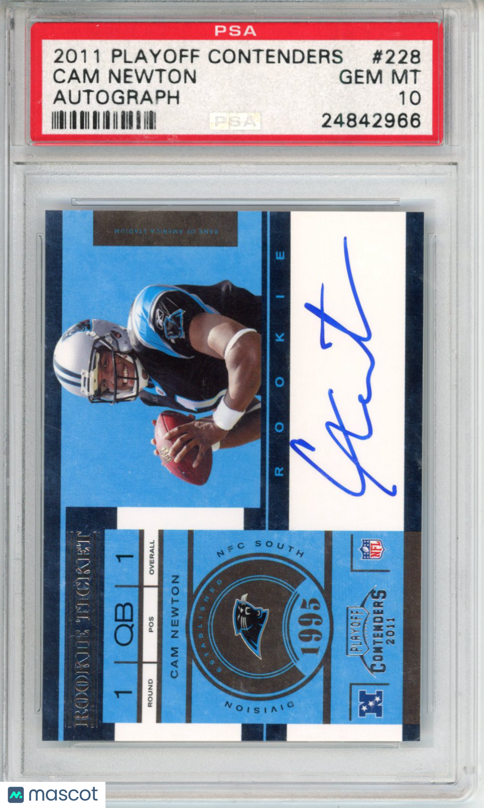 2011 Playoff Contenders Cam Newton #228 Autograph PSA 10