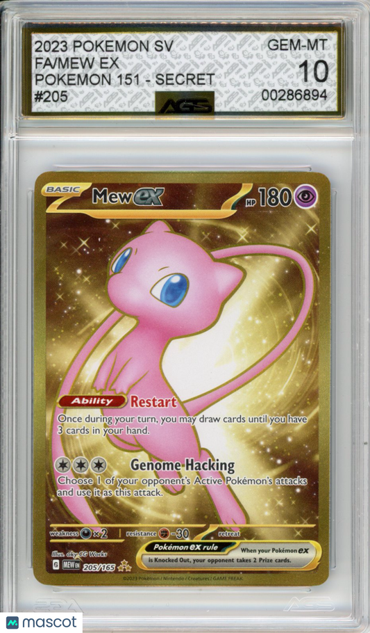 2023 Pokemon 151 Mew ex #205/165 Unlimited AGS 10