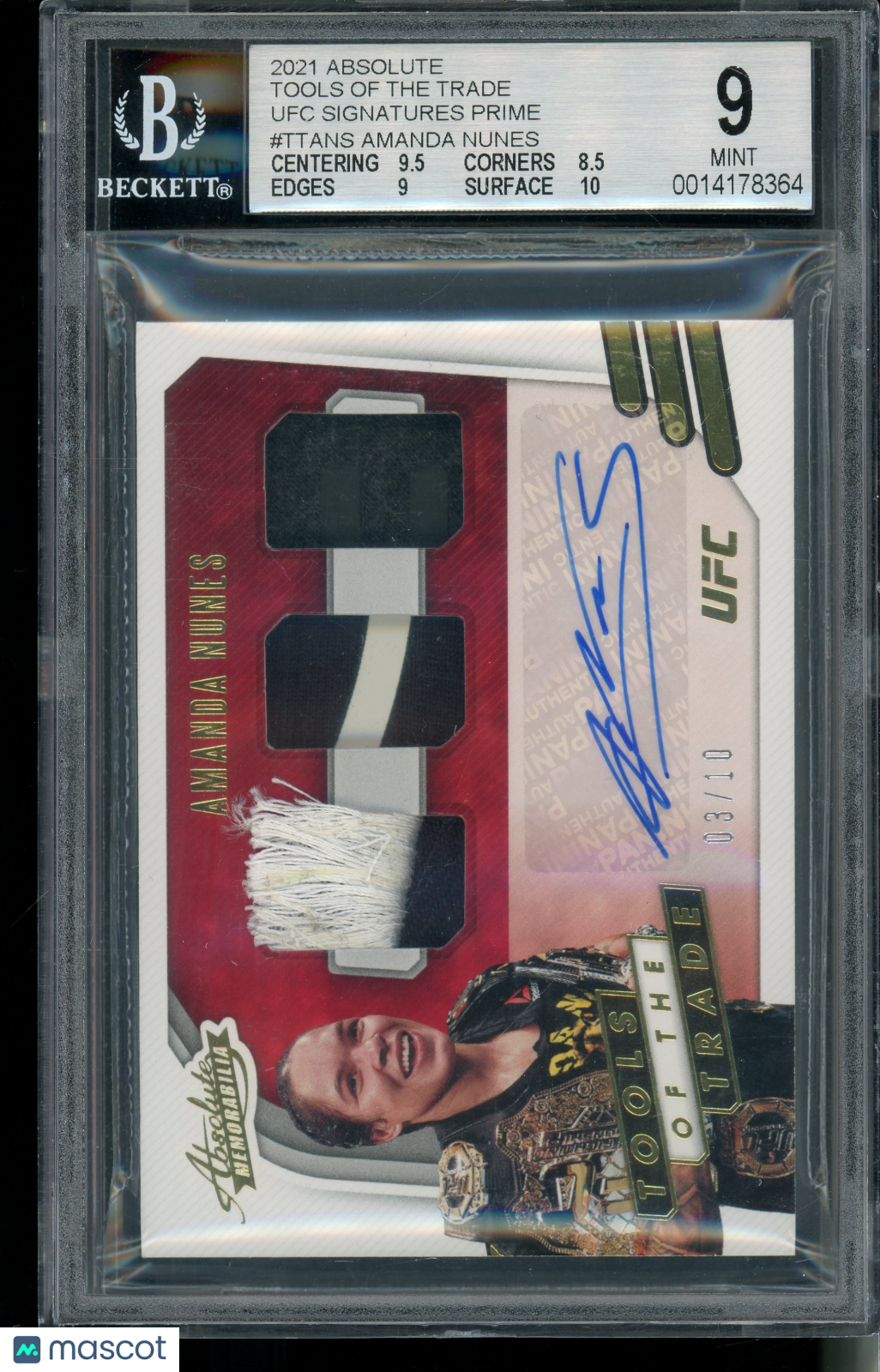 2021 Chronicles Absolute UFC Amanda Nunes #TT-ANS Signatures Prime 3/10 BGS 9