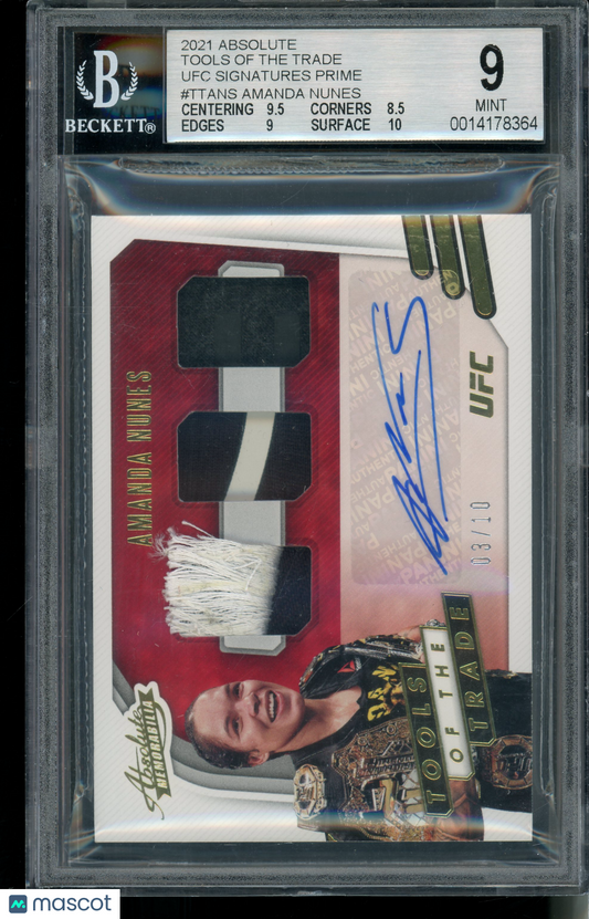 2021 Chronicles Absolute UFC Amanda Nunes #TT-ANS Signatures Prime 3/10 BGS 9