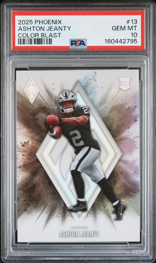 2025 Panini Phoenix Football Ashton Jeanty #13 Color Blast English PSA 10