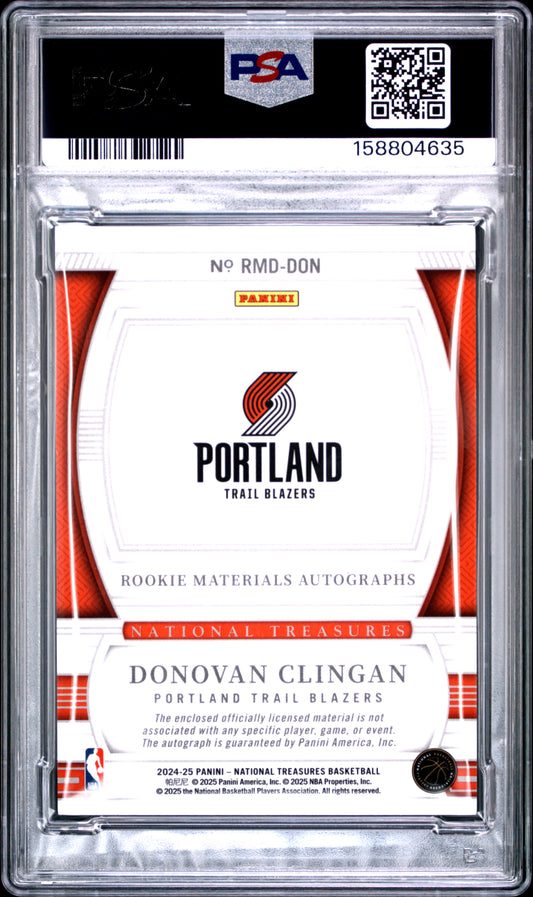 2024 Panini National Treasures Rookie Materials Autographs Dual Donovan Clingan International DON English PSA 6
