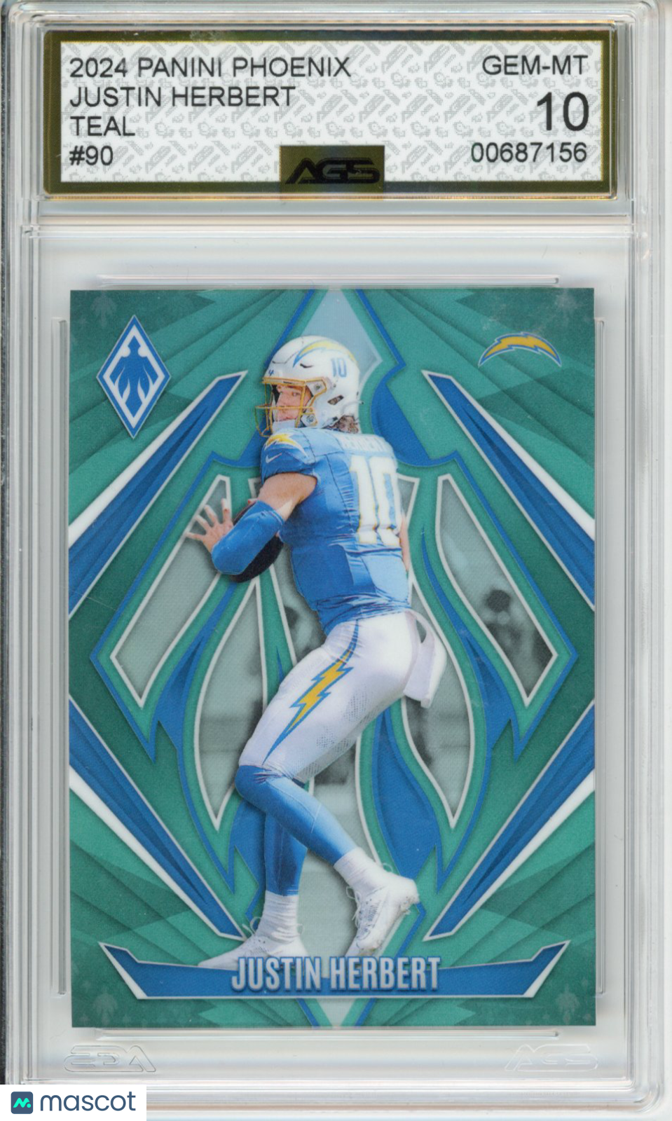 2025 Football 2024 PANINI PHOENIX JUSTIN HERBERT #090 TEAL AGS 10