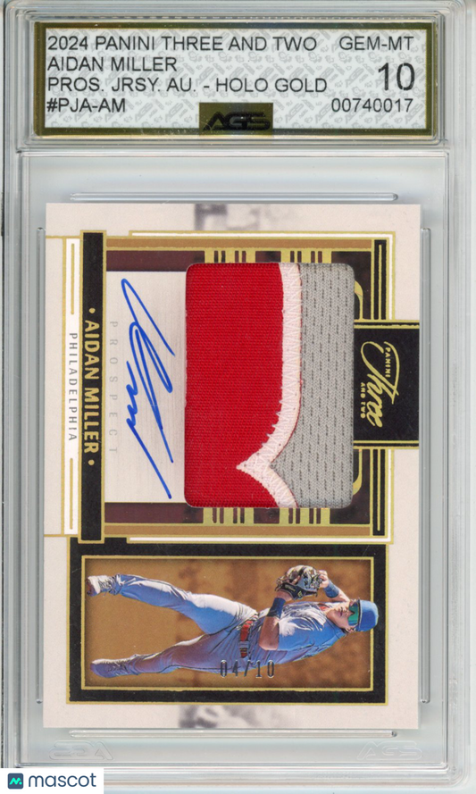 Baseball 2024 PANINI THREE AND TWO AIDAN MILLER #PJA-AM Unlimited AGS 10