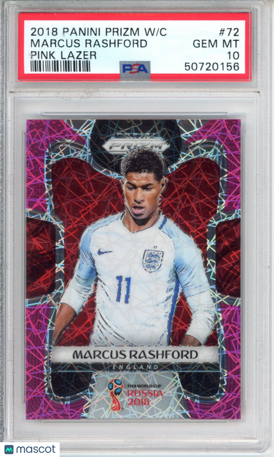 2018 Panini Prizm World Cup Marcus Rashford #72 Pink Lazer PSA 10