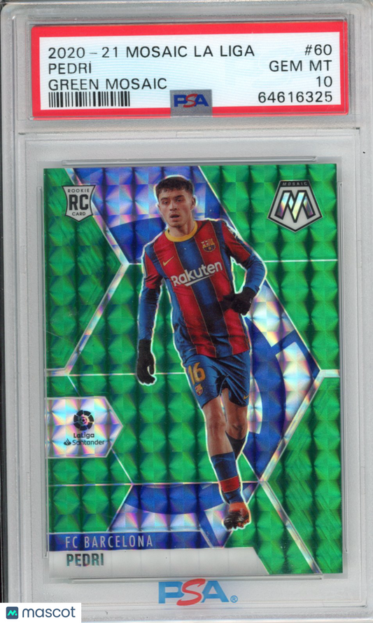 2020 Panini Mosaic La Liga Pedri #60 Green PSA 10