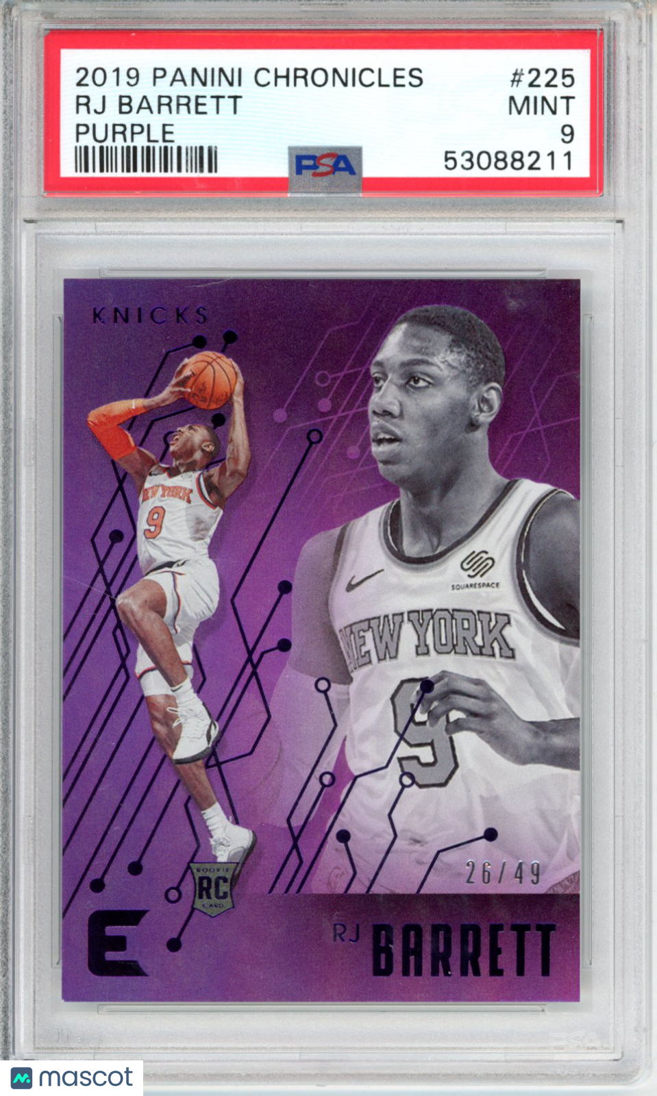 2019 Panini Chronicles RJ Barrett #225 Purple PSA 9