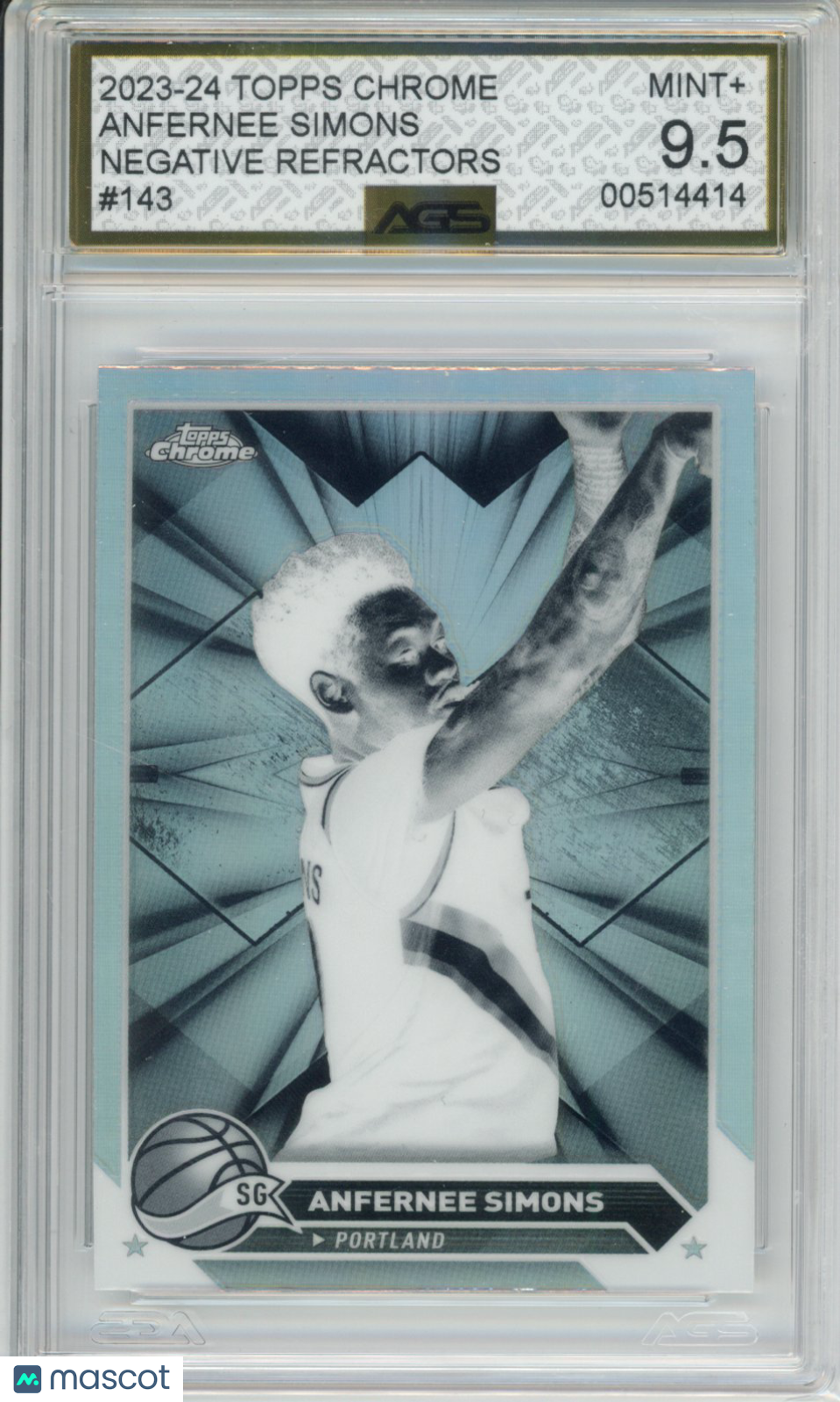 2023-24 TOPPS CHROME BASKETBALL ANFERNEE SIMONS #143 NEGATIVE REFRACTORS AGS 9.5