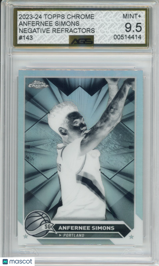 2023-24 TOPPS CHROME BASKETBALL ANFERNEE SIMONS #143 NEGATIVE REFRACTORS AGS 9.5