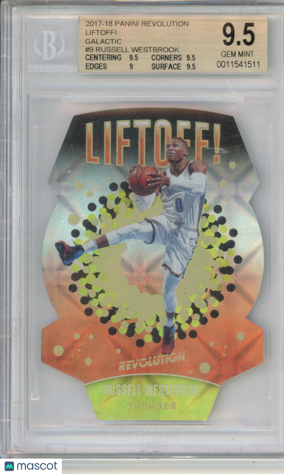 2017 Panini Revolution Liftoff! Galactic Russell Westbrook #9 BGS 9.5