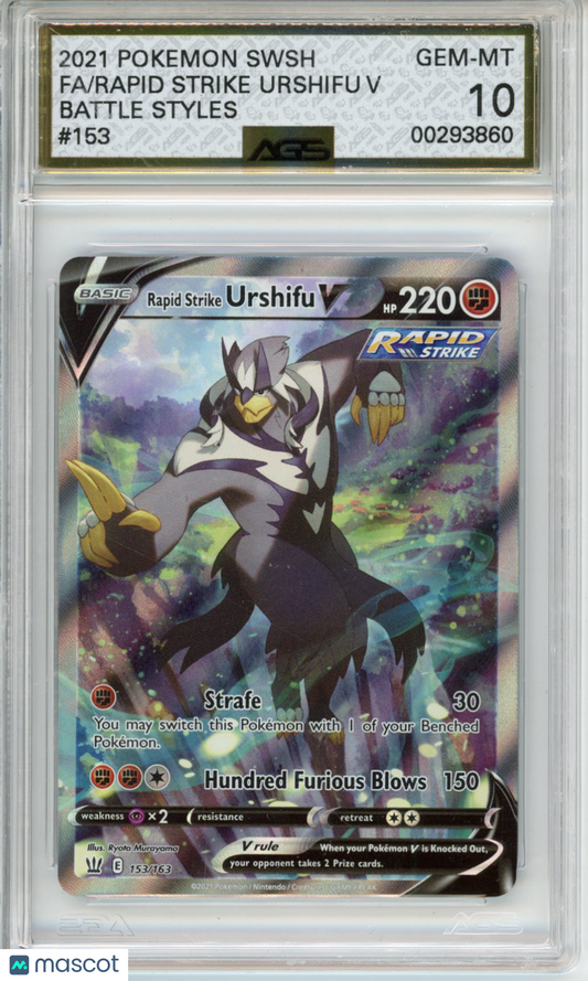 2021 Pokemon Battle Styles Rapid Strike Urshifu V #153 AGS 10