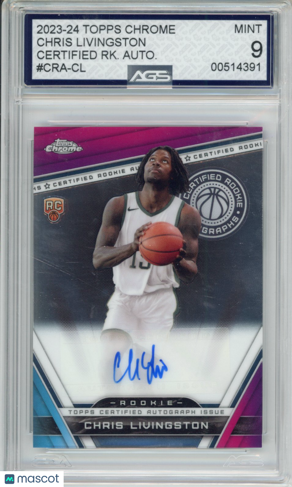 2024 Basketball 2023-24 TOPPS CHROME BASKETBALL CHRIS LIVINGSTON #CRA-CL AGS 9