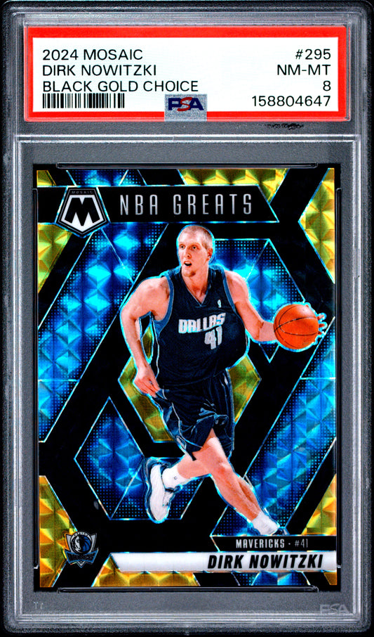 2024 Panini Mosaic Basketball Dirk Nowitzki #295 Choice Black Gold English PSA 8