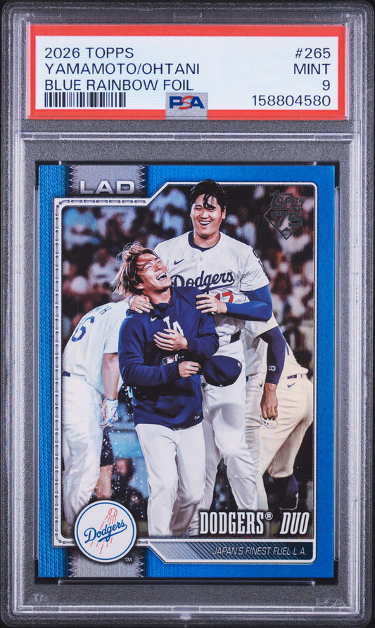 2026 Topps Baseball Shohei Ohtani #265 Blue Rainbow Foil English PSA 9