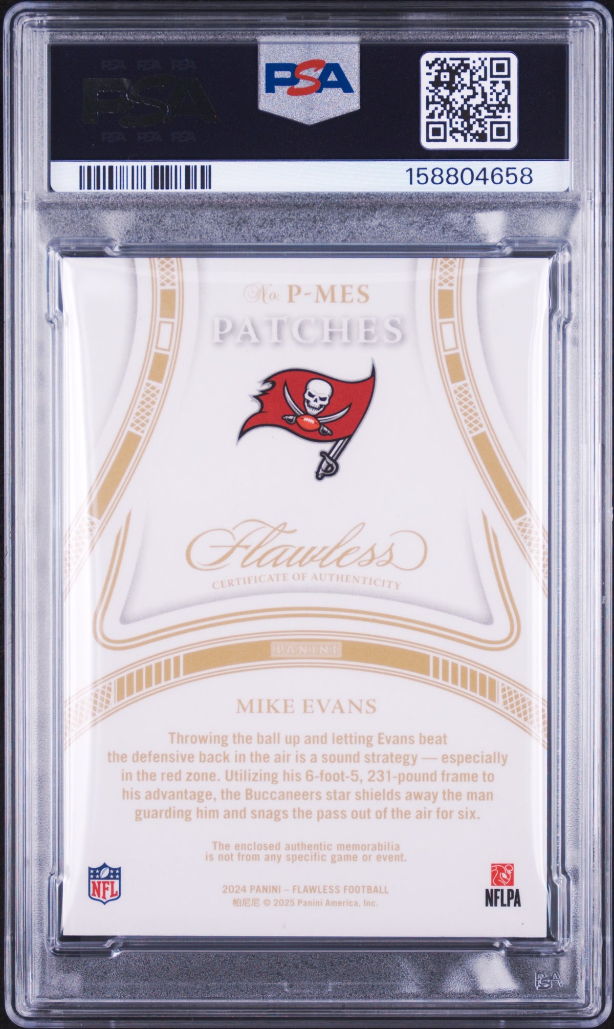 2024 unknown Panini Flawless Patches Mike Evans Gold P-MES English PSA 4