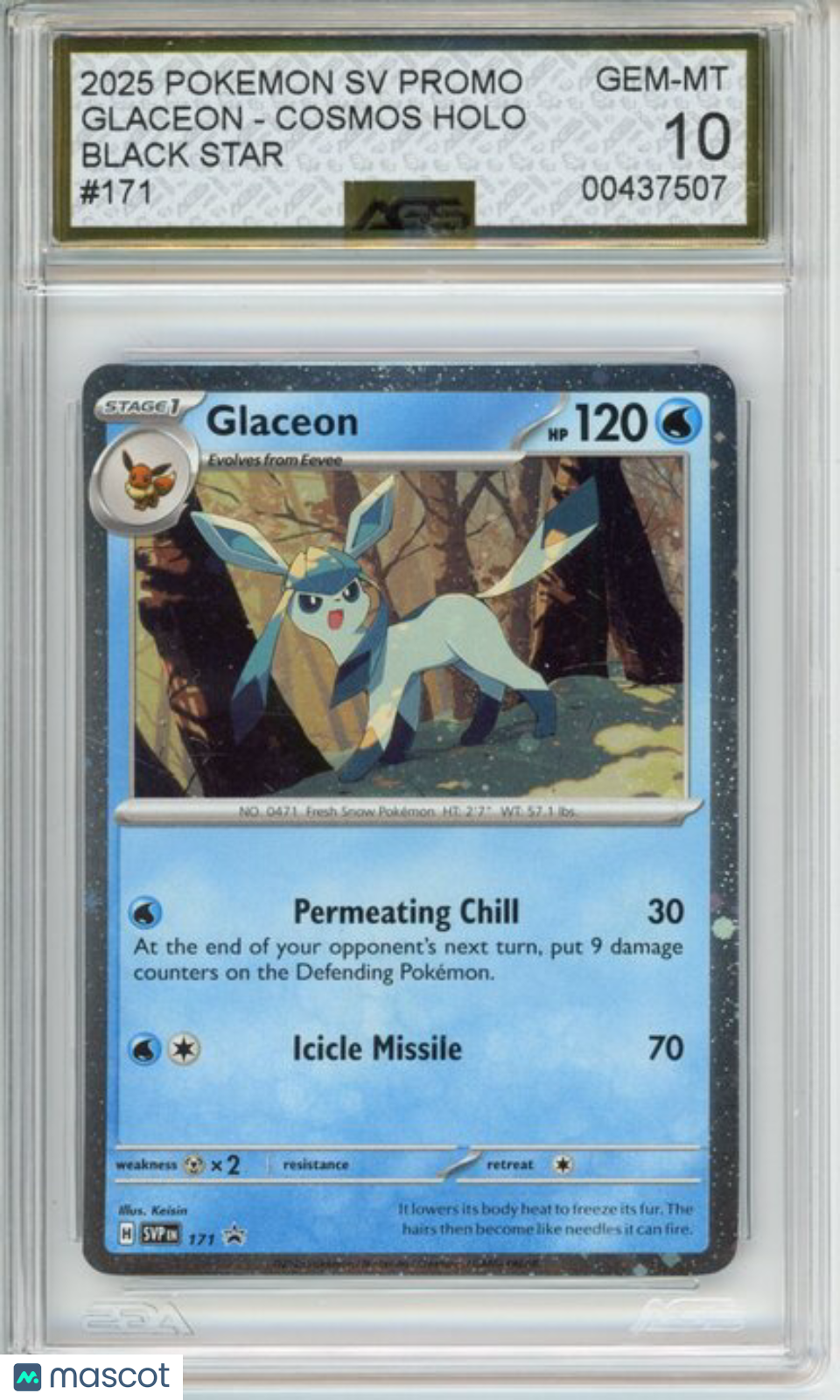 2025 Pokemon Sv Glaceon #171 Black Star AGS 10