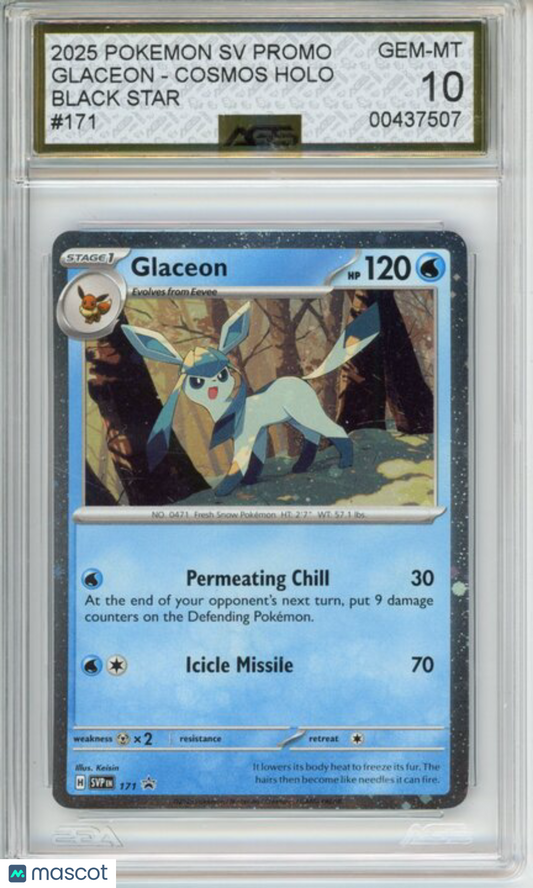 2025 Pokemon Sv Glaceon #171 Black Star AGS 10