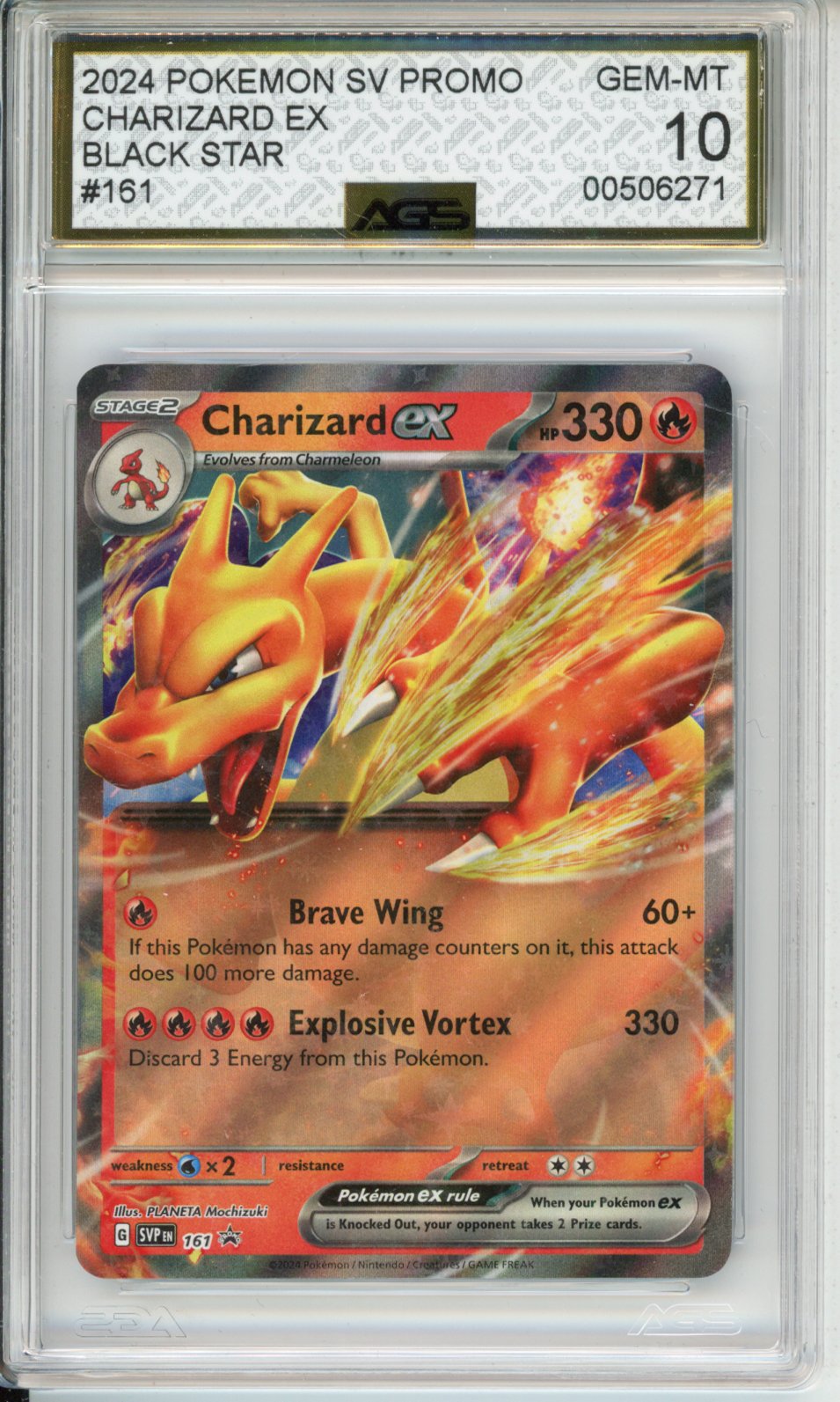 2023 Scarlet & Violet Series SVP Black Star Promos CHARIZARD EX #161 English AGS 10