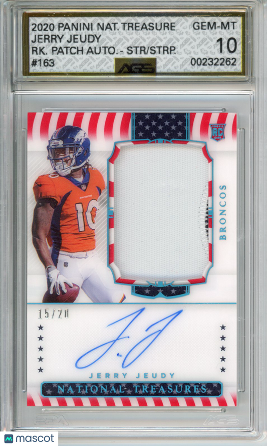 2021 National Treasures Jerry Jeudy #163 RPA Rookie Patch Auto Stars AGS 10 RC
