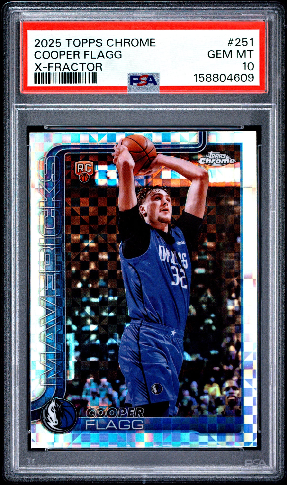 2025 Topps Chrome Basketball Cooper Flagg #251 X-Fractor English PSA 10