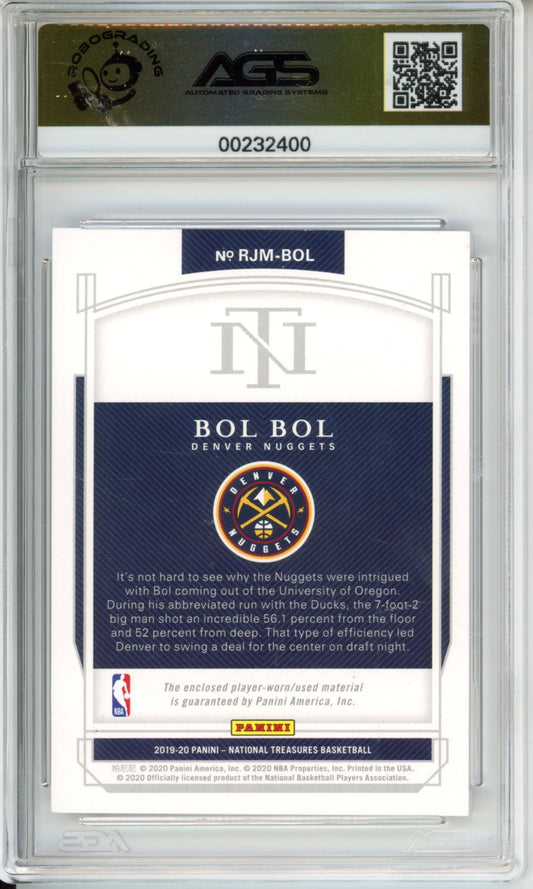 2019 Panini National Treasures Bol Bol #RJM-BOL Rookie Jumbo Materials AGS 10