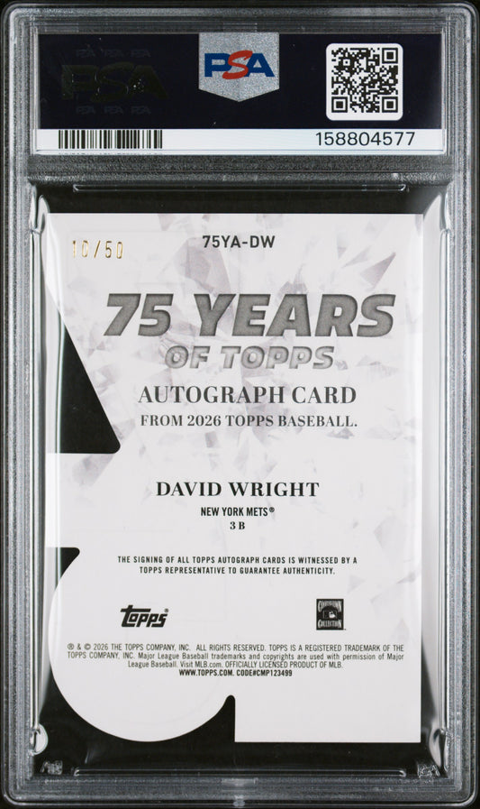 2026 Topps Series 1 David Wright #dw Die Cut English PSA 10