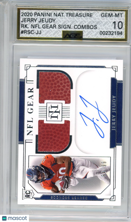 2021 Football 2020 Panini National Treasures Jerry Jeudy #RSC-JJ /99 AGS 10
